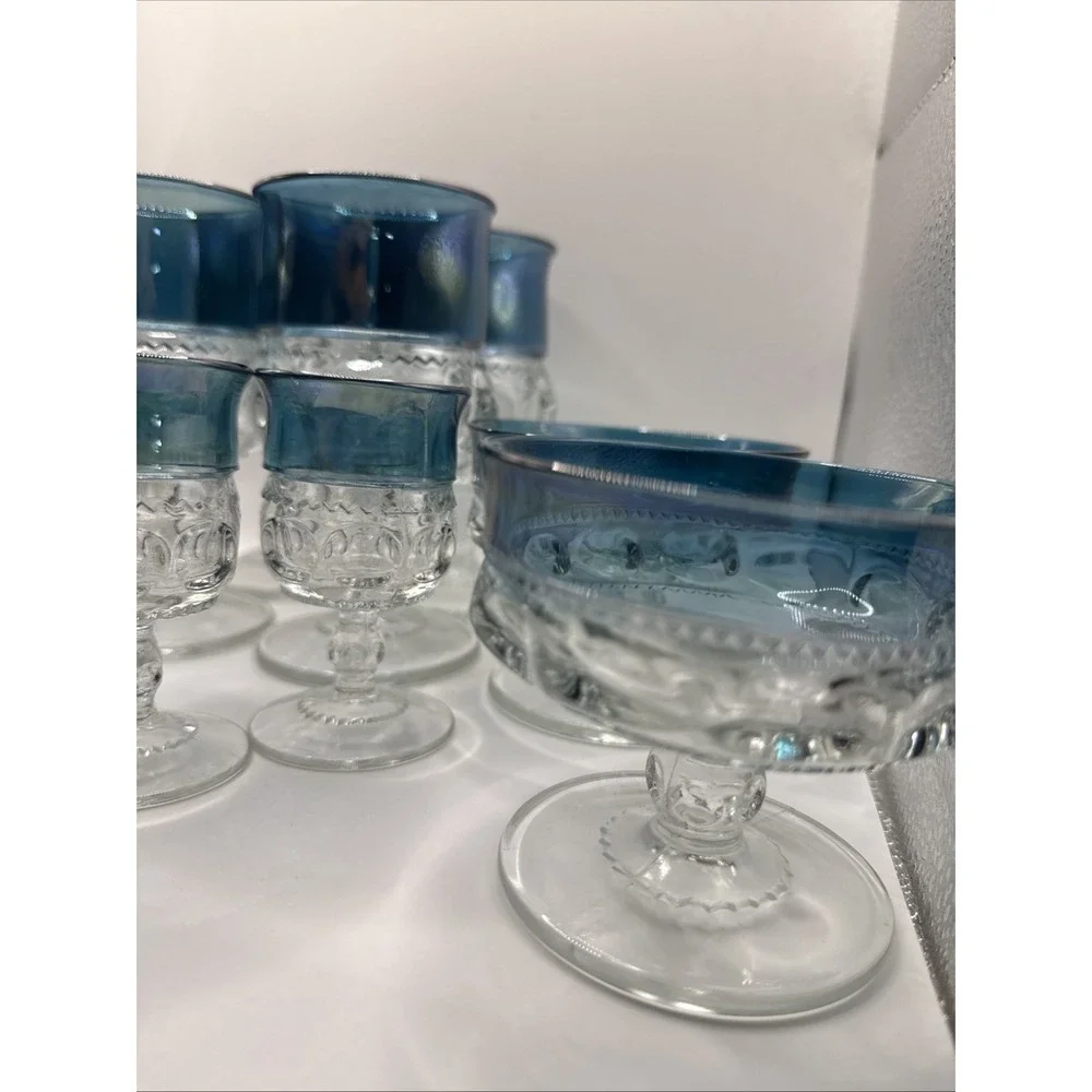 Blue Crown By Colony Set‎ 4 Wine Cup, Water Goblet, Dessert Dish (12 Pieces)
